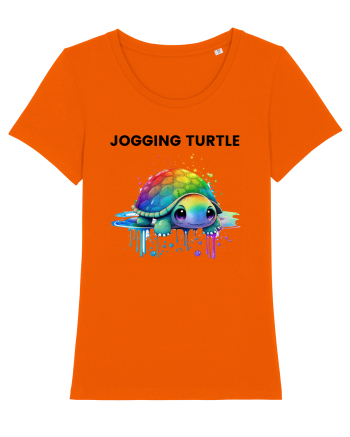 Broasca testoasa pictata in acuarela cu mesajul Jogging Turtle Bright Orange