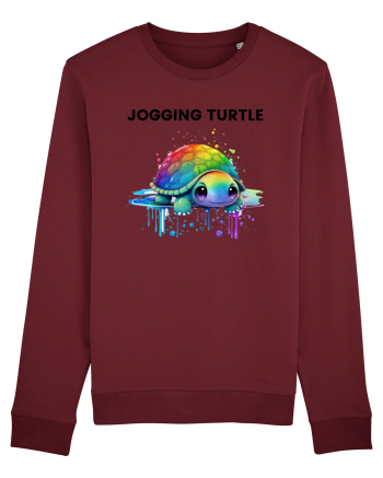 Broasca testoasa pictata in acuarela cu mesajul Jogging Turtle Burgundy
