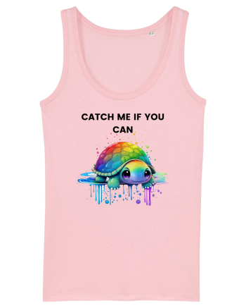 Broasca testoasa pictata in acuarela cu mesajul Catch Me If You Can Cotton Pink