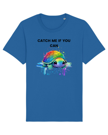 Broasca testoasa pictata in acuarela cu mesajul Catch Me If You Can Royal Blue