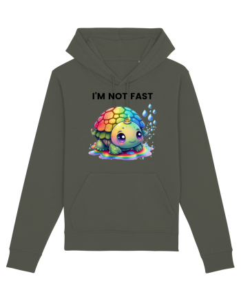Broasca testoasa pictata in acuarela cu mesajul   I'm not fast Khaki