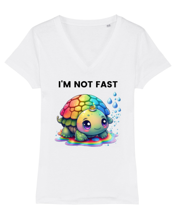 Broasca testoasa pictata in acuarela cu mesajul   I'm not fast White