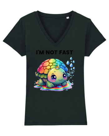 Broasca testoasa pictata in acuarela cu mesajul   I'm not fast Black