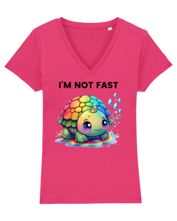 Broasca testoasa pictata in acuarela cu mesajul   I'm not fast Raspberry