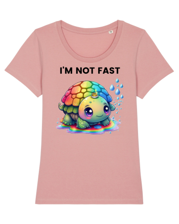 Broasca testoasa pictata in acuarela cu mesajul   I'm not fast Canyon Pink