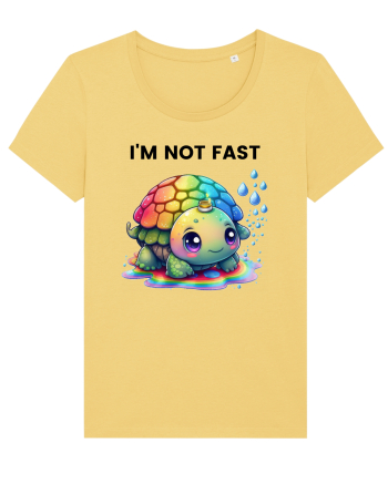 Broasca testoasa pictata in acuarela cu mesajul   I'm not fast Jojoba