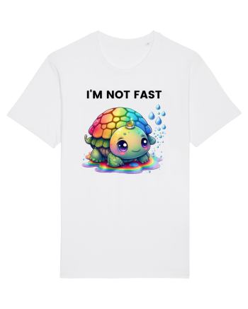 Broasca testoasa pictata in acuarela cu mesajul   I'm not fast White