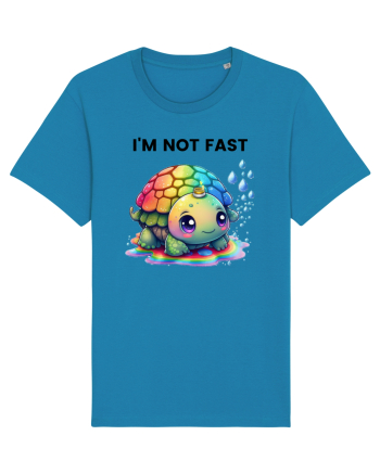 Broasca testoasa pictata in acuarela cu mesajul   I'm not fast Azur