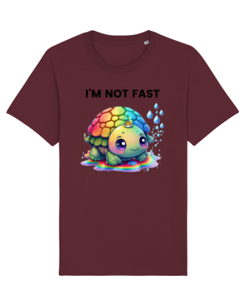 Broasca testoasa pictata in acuarela cu mesajul   I'm not fast Burgundy