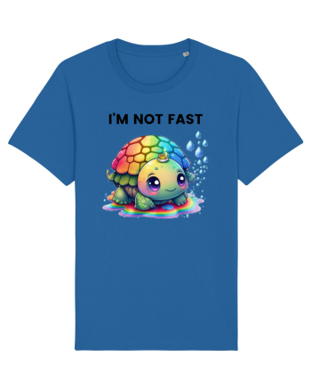 Broasca testoasa pictata in acuarela cu mesajul   I'm not fast Royal Blue