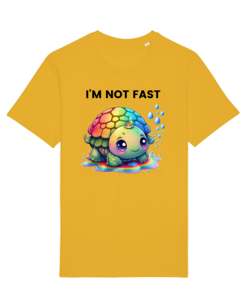 Broasca testoasa pictata in acuarela cu mesajul   I'm not fast Spectra Yellow