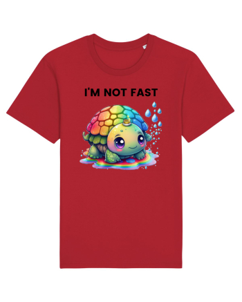 Broasca testoasa pictata in acuarela cu mesajul   I'm not fast Red