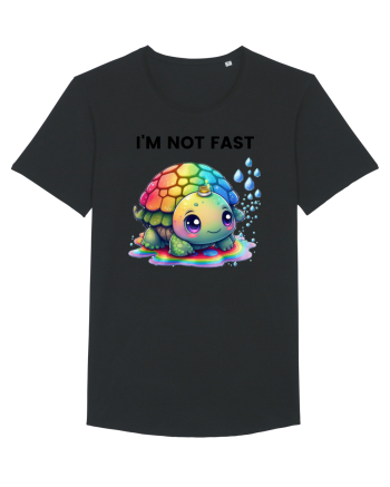 Broasca testoasa pictata in acuarela cu mesajul   I'm not fast Black