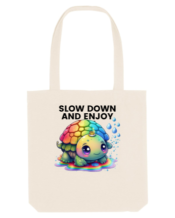 Broasca testoasa pictata in acuarela cu mesajul  Slow Down and Enjoy Life Natural