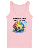 Broasca testoasa pictata in acuarela cu mesajul  Slow Down and Enjoy Life Maiou Damă Dreamer