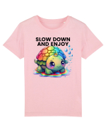 Broasca testoasa pictata in acuarela cu mesajul  Slow Down and Enjoy Life Tricou mânecă scurtă  Copii Mini Creator