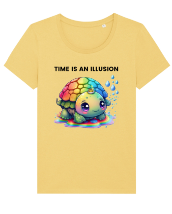 Broasca testoasa pictata in acuarela cu mesajul  Time is an Illusion Jojoba