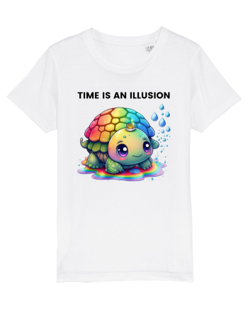 Broasca testoasa pictata in acuarela cu mesajul  Time is an Illusion White