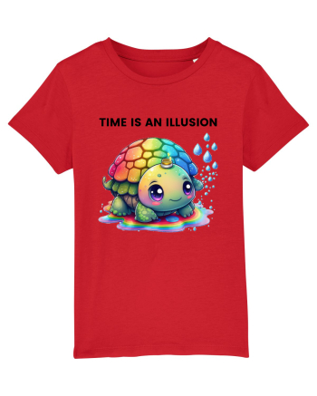 Broasca testoasa pictata in acuarela cu mesajul  Time is an Illusion Red