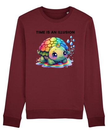 Broasca testoasa pictata in acuarela cu mesajul  Time is an Illusion Burgundy