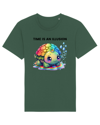 Broasca testoasa pictata in acuarela cu mesajul  Time is an Illusion Bottle Green