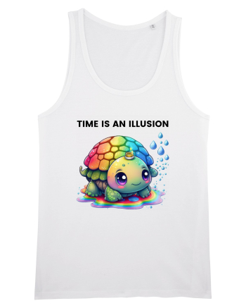 Broasca testoasa pictata in acuarela cu mesajul  Time is an Illusion White