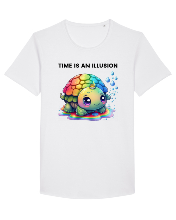 Broasca testoasa pictata in acuarela cu mesajul  Time is an Illusion White
