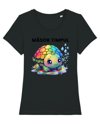 Broasca testoasa pictata in acuarela cu mesajul  Masor Timpul Black