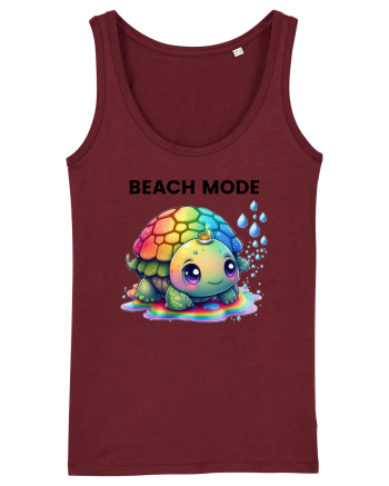 Broasca testoasa pictata in acuarela cu mesajul  Beach Mode Burgundy