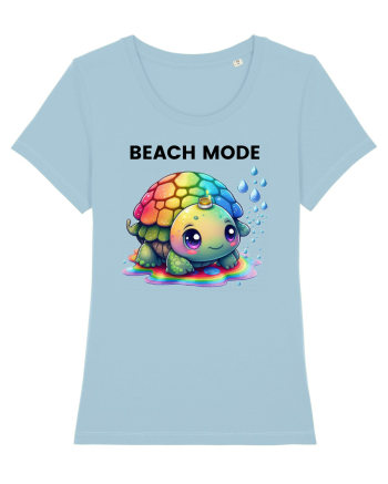Broasca testoasa pictata in acuarela cu mesajul  Beach Mode Sky Blue
