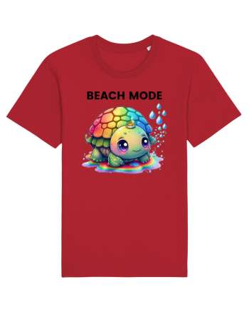 Broasca testoasa pictata in acuarela cu mesajul  Beach Mode Red