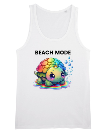 Broasca testoasa pictata in acuarela cu mesajul  Beach Mode White