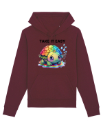 Broasca testoasa pictata in acuarela cu mesajul  Take it Easy Hanorac Unisex Drummer