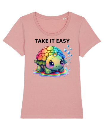 Broasca testoasa pictata in acuarela cu mesajul  Take it Easy Canyon Pink