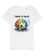 Broasca testoasa pictata in acuarela cu mesajul  Take it Easy Tricou mânecă scurtă  Copii Mini Creator