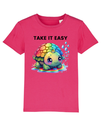 Broasca testoasa pictata in acuarela cu mesajul  Take it Easy Raspberry