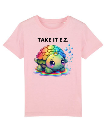 Broasca testoasa pictata in acuarela cu mesajul  Take it E.Z. Cotton Pink