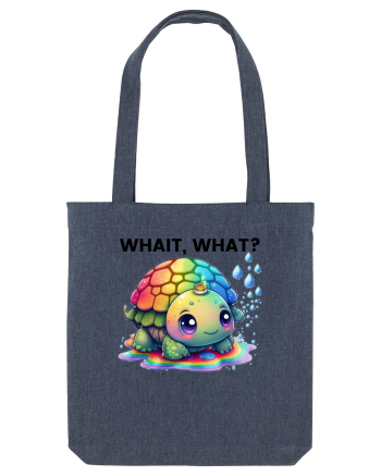 Broasca testoasa pictata in acuarela cu mesajul Wait, What? Midnight Blue