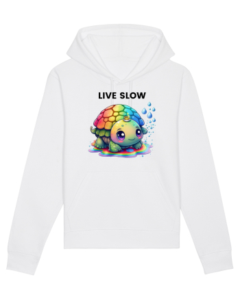 Broasca testoasa pictata in acuarela cu mesajul Live Slow White
