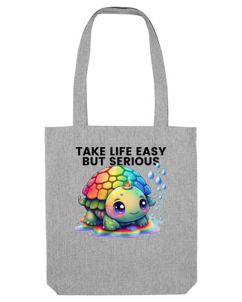 Broasca testoasa pictata in acuarela cu mesajul Take Life Easy but Serious Heather Grey