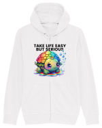 Broasca testoasa pictata in acuarela cu mesajul Take Life Easy but Serious Hanorac cu fermoar Unisex Connector