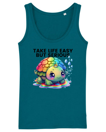 Broasca testoasa pictata in acuarela cu mesajul Take Life Easy but Serious Ocean Depth