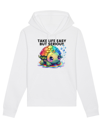 Broasca testoasa pictata in acuarela cu mesajul Take Life Easy but Serious White