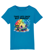 Broasca testoasa pictata in acuarela cu mesajul Take Life Easy but Serious Tricou mânecă scurtă  Copii Mini Creator
