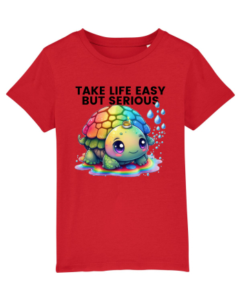 Broasca testoasa pictata in acuarela cu mesajul Take Life Easy but Serious Red