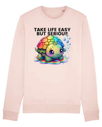 Broasca testoasa pictata in acuarela cu mesajul Take Life Easy but Serious Candy Pink