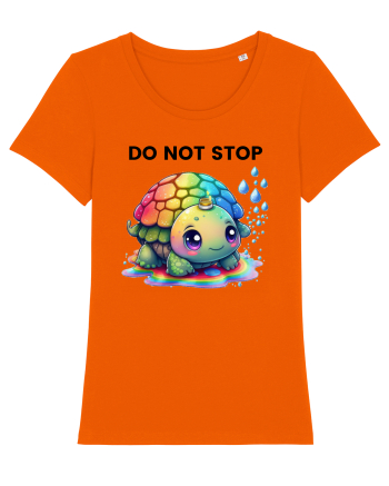 Broasca testoasa pictata in acuarela cu mesajul Do Not Stop Bright Orange