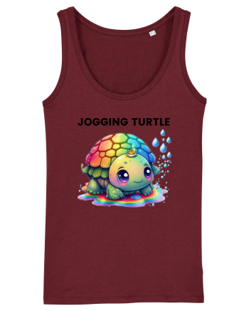 Broasca testoasa pictata in acuarela cu mesajul Jogging Turtle Burgundy