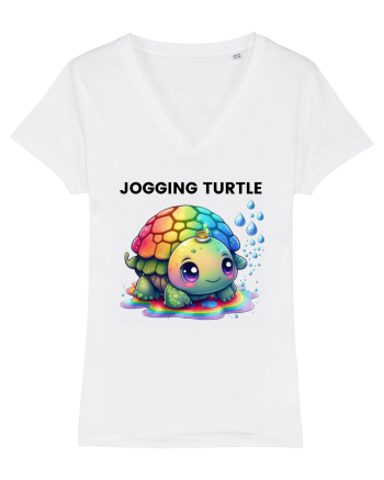 Broasca testoasa pictata in acuarela cu mesajul Jogging Turtle White