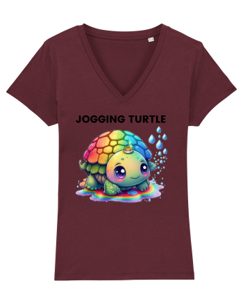 Broasca testoasa pictata in acuarela cu mesajul Jogging Turtle Burgundy
